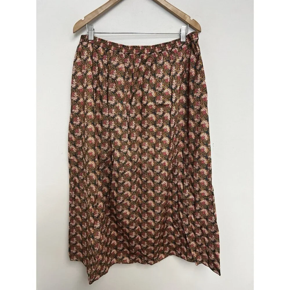 J.CREW Collection Ratti Prism Floral Print Cotton Skirt Sz XL Midi Lined Slit